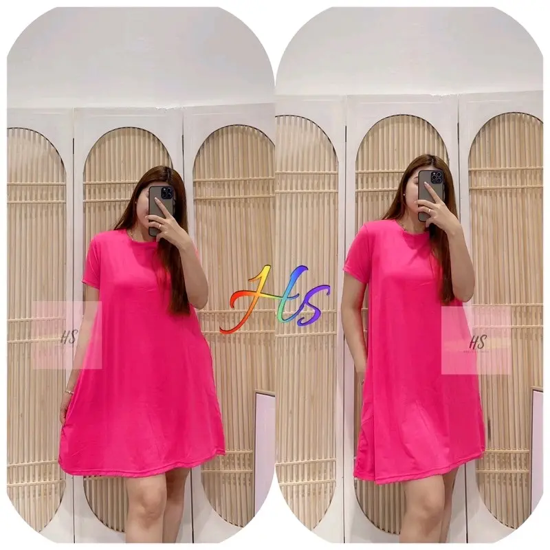 DRESS POCKET polos pj90cm Kantong Casual Nyaman Santai perempuan 2