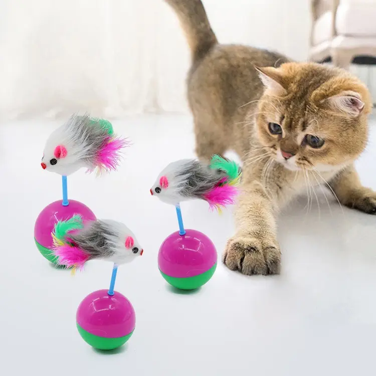 TSA (COD) Mainan Kucing Bola plastik Tikus Goyang Mainan Hewan Peliharaan Kucing Anjing Rattle Pet Toys Dog Cat 6