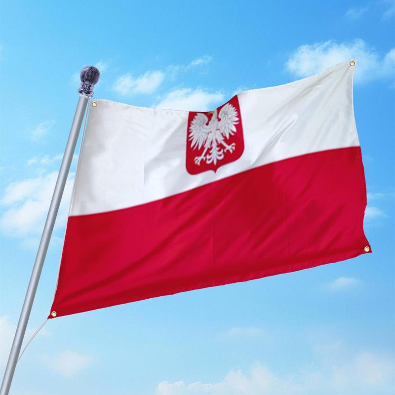 Poland Flag, 3x5ft Poland Flag with 4 Brass Grommets, Decorative Flag for Home Garden Party, Festival Party Supplies 4