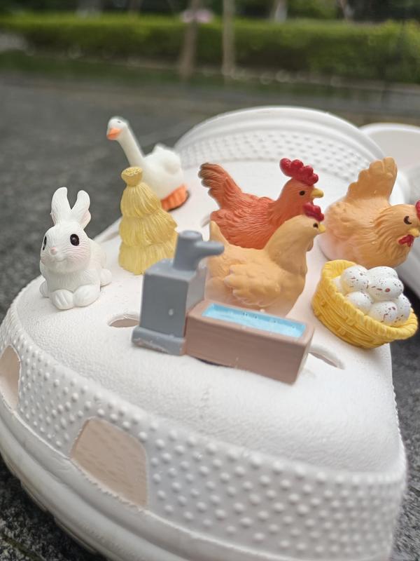 Unisex Cute 3D Farm Animals Design Shoe Charms, Novelty Shoes Ornaments for Clogs, Creative Chic Shoes Accessories for Clogs DIY Decor 4