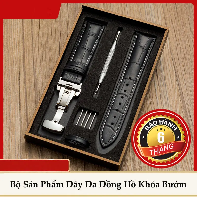 Dây Da Đồng Hồ Vân Cá Sấu - Hộp Gỗ - Tặng Kèm Thiết bị tháo lắp 0