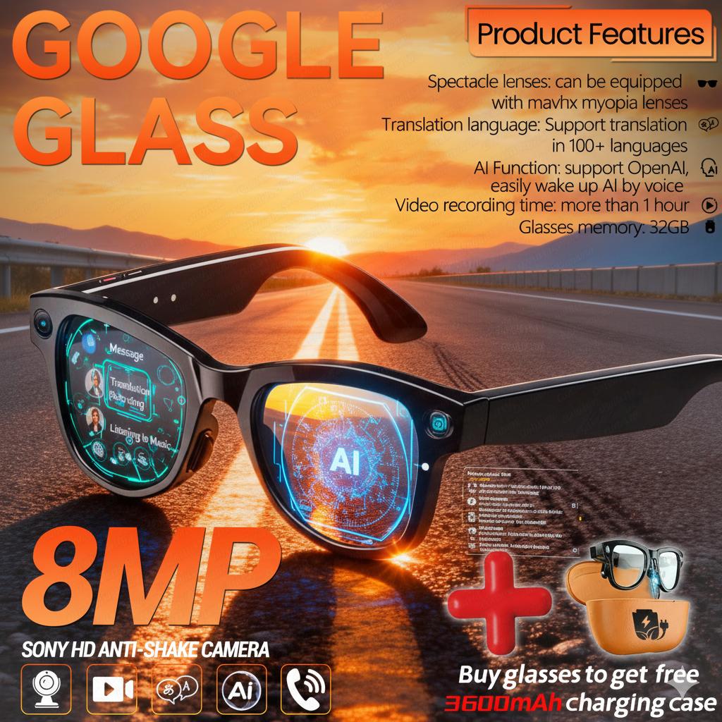 2026 New 800W Camera Smart Glasses Video Recording 120+language Translation 3600mAh Battery WIFI Transmission Call Sunglasses