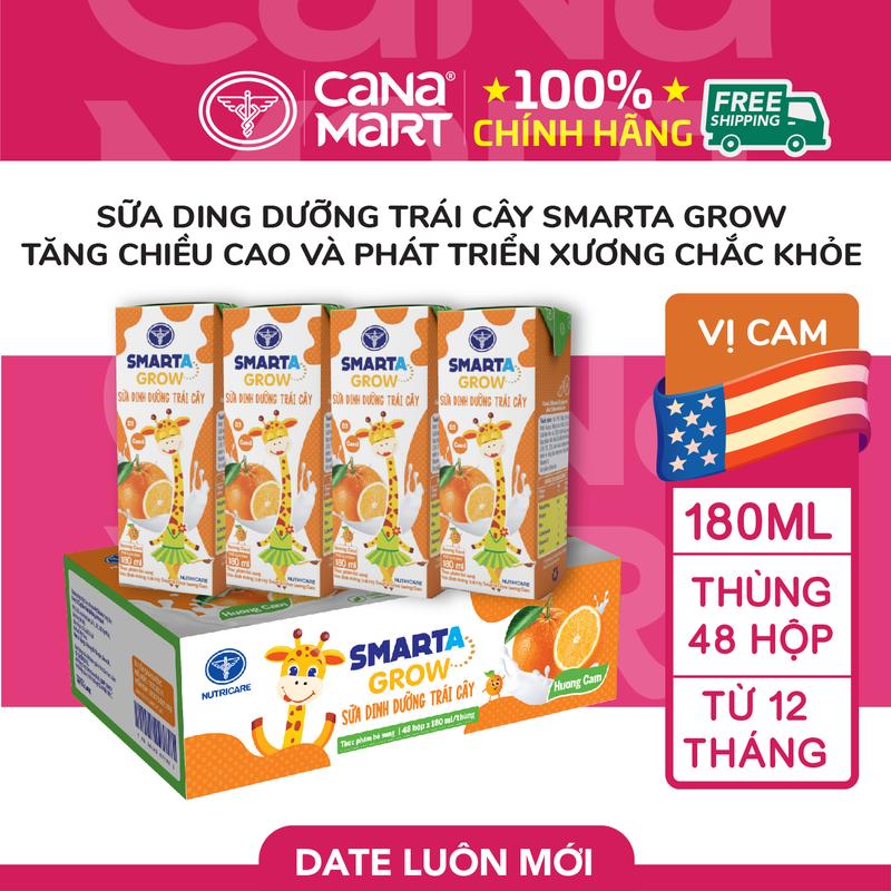 Thùng sữa pha sẵn Nutricare Smarta Grow (vị cam) dinh dưỡng cho trẻ thấp còi 180ml sữa  prosperite