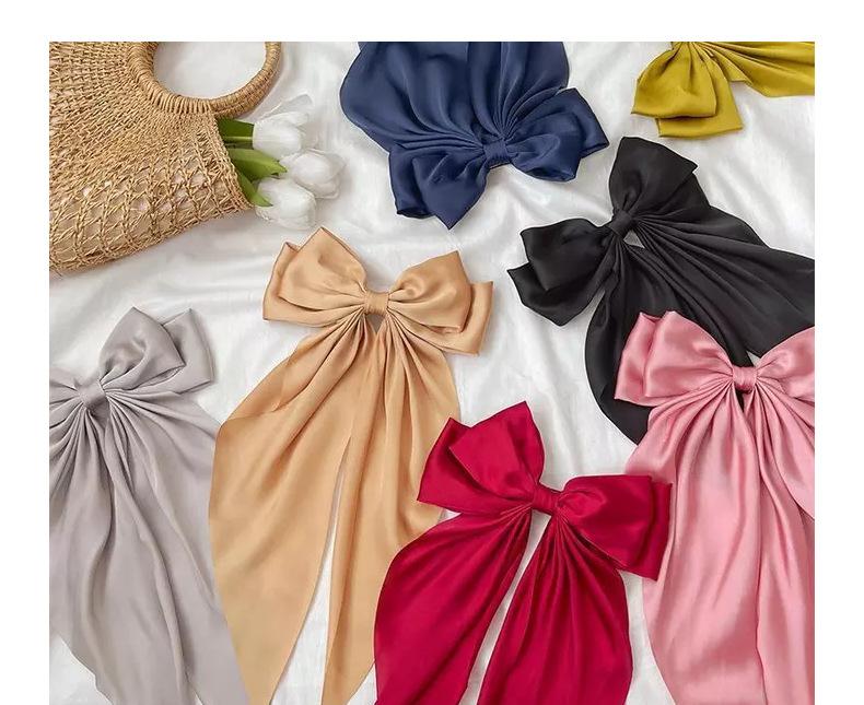 Product Introduction of Korea Big Bow Floral Long Ribbon Hairpin Headband Back Head Hair Clip Women Fashion Hair Accessories 8