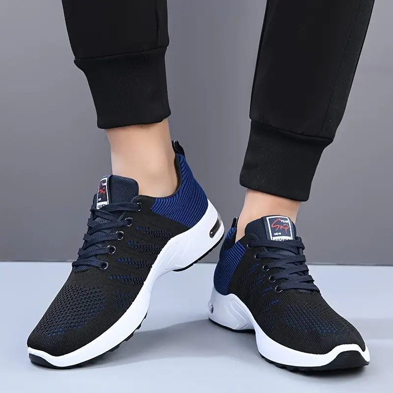 Men'S Athletic Running Shoes, Walking Footwear, Fashionable Fitness Sneakers for Men, Breathable, Lightweight, Comfortable - Fabric Upper, PVC Sole, Lace-Up Closure, with Striped Pattern 4