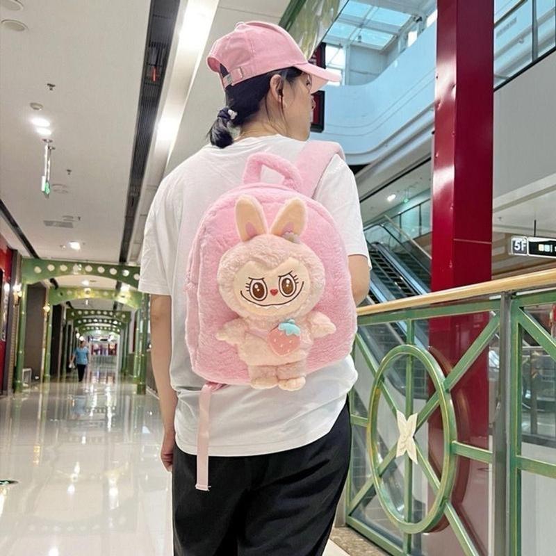 Ba lô đeo vai sang trọng Labububu nhồi bông dung tích lớn Nhung Backpack 4