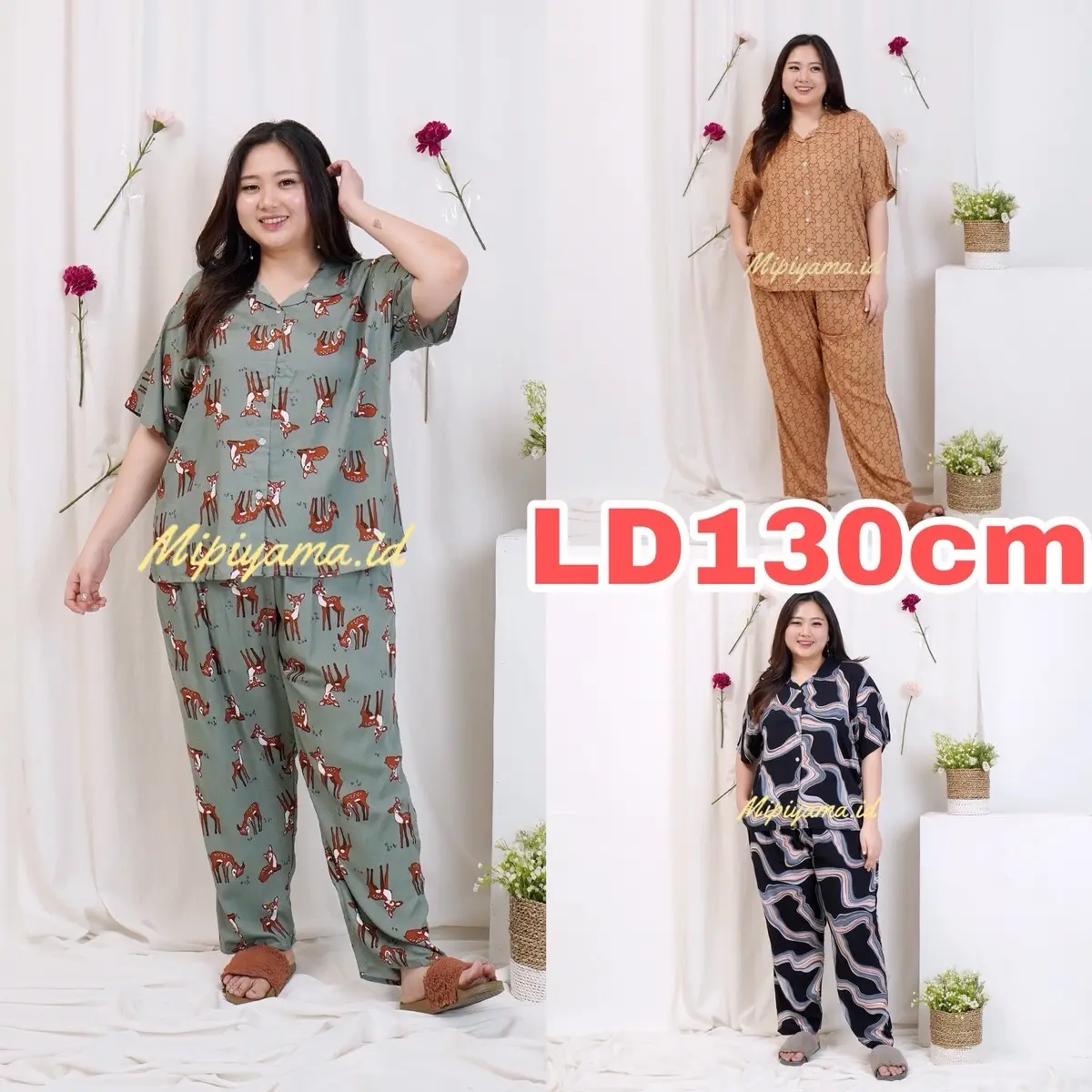 LD130cm piyama jumbo wanita Baju Tidur Celana Panjang