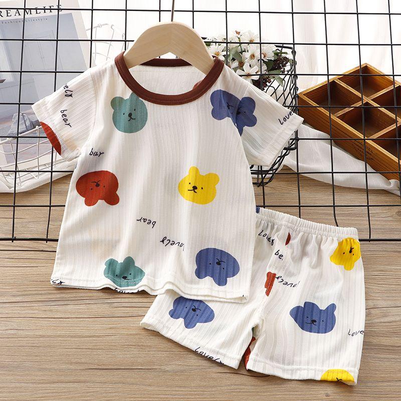 Product Introduction of Bộ Đồ Lụa Lạnh Mùa Hè Cho Trẻ Em, Bộ Đồ Điều Hòa Không Khí ngắn Tay Cho Trẻ Em Nhỏ Và Trung Bình Bộ Đồ Mặc Nhà Nhẹ Và Thoáng Khí, Thích Hợp Cho Bé Trai Và Bé Gái, Phong Cách Mùa Hè, Bộ Sưu Tập 36.000 Người 2