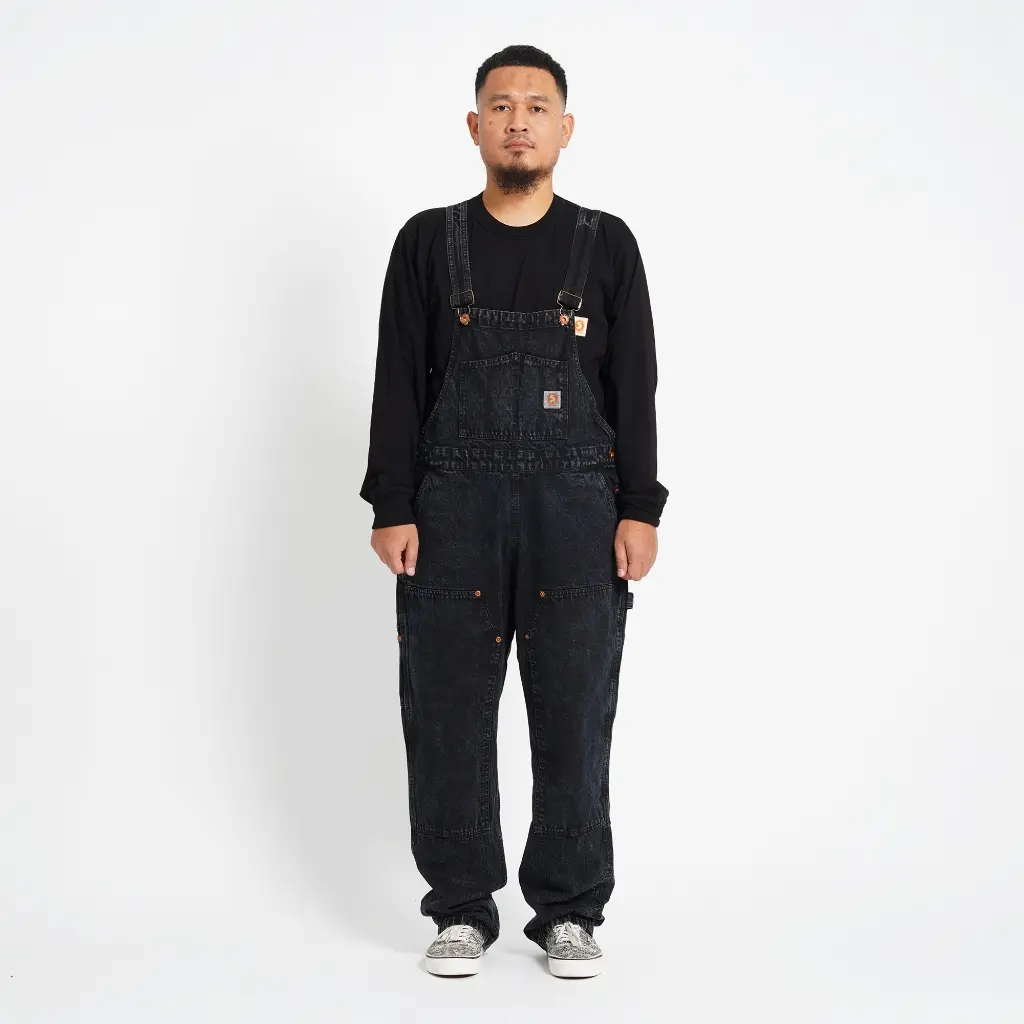 Superego - Overall Carpenter Double Knee Denim Loose Straight Snow Black OVA01D
