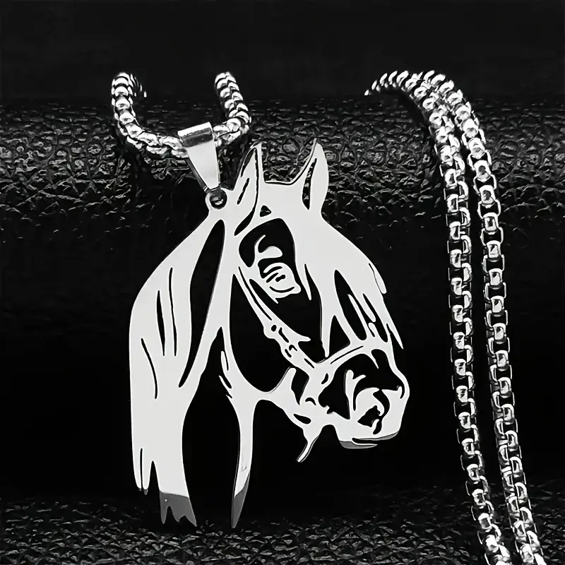 Unique Horse Head Pendant Necklace - Fashionable Stainless Steel Animal Chain Necklace Jewelry For Women And Men - Durable, Allergic, Waterproof Fashion Accessories 0