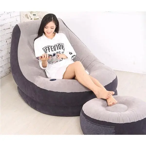 Bộ Ghế Lười Bơm Hơi - Đệm Hơi Tựa Lưng Hàn Quốc Bọc Nhung Kèm Bơm 1