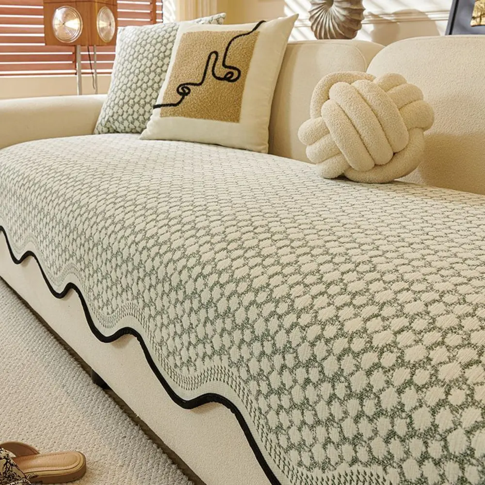 2025 New Seat Cushion Straight lined Leather One piece Cat Scratch Sofa Mat Anti slip Four season Universal