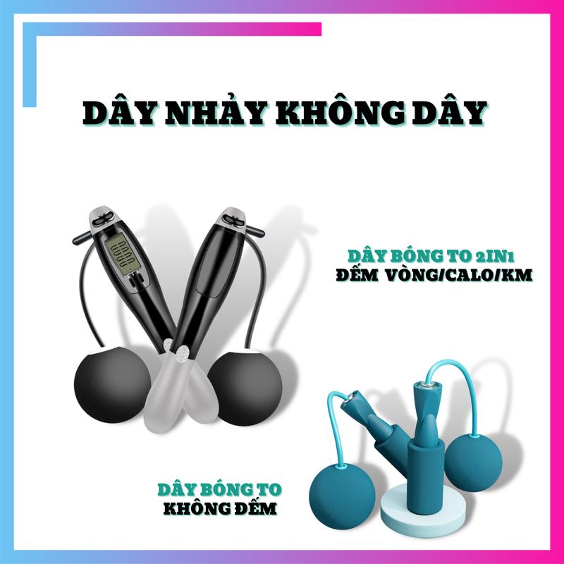 Dây nhảy không dây bóng lớn SHOP THỂ THAO KHỎE thiết kế nâng cấp bóng lớn 65mm với vòng bi thép thông minh Pin việt nam 【dây pvc + bóng  