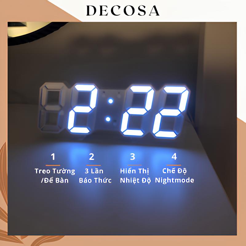  Đồng hồ led 3D để bàn treo tường thông minh Decor Decor Phòng Trang Trí Nhà đồng  hồ 