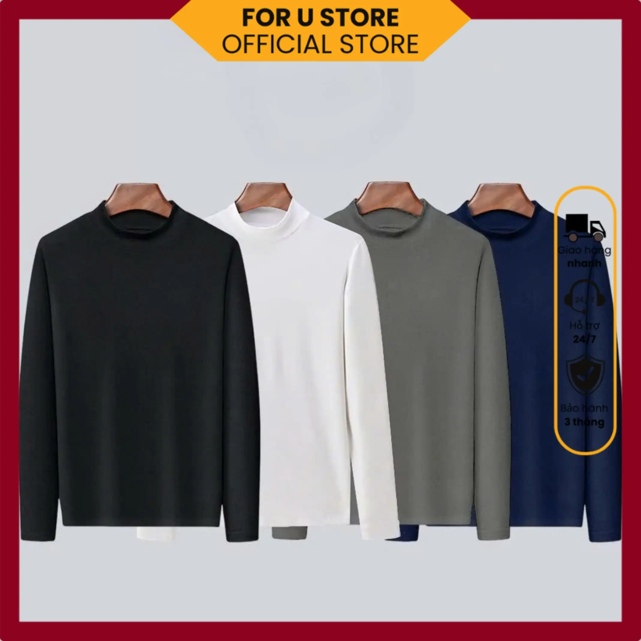 Áo giữ nhiệt nam nữ dài tay, áo thu đông chất liệu cotton lót nỉ cao cấp co dãn 4 chiều cổ cao ấm áp