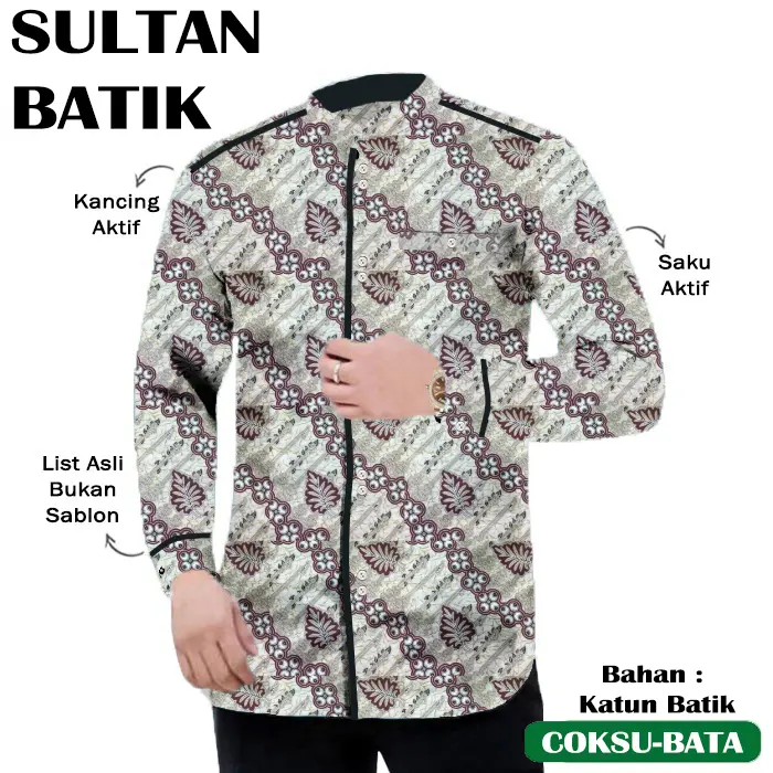 LPM 32868 KOKO SULTAN BATIK Baju Pria Muslim Katun Lengan Panjang Size M-XXXL