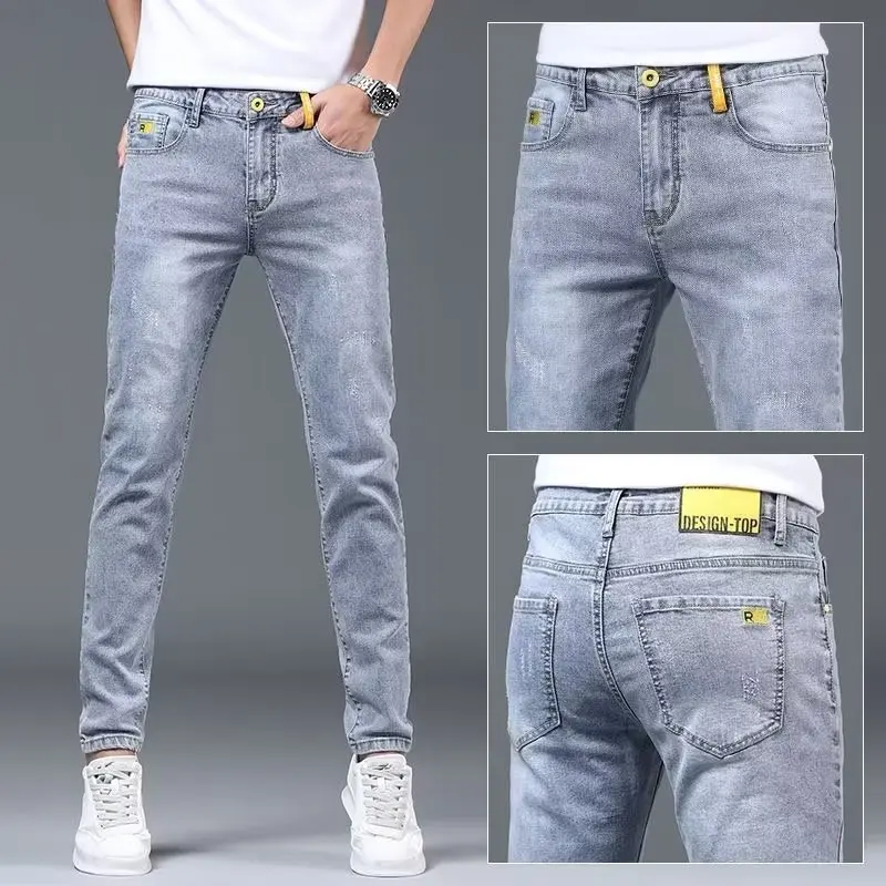Men's Jeans Summer Trendy Korean Wild Stretch Slim Fit Skinny Jeans