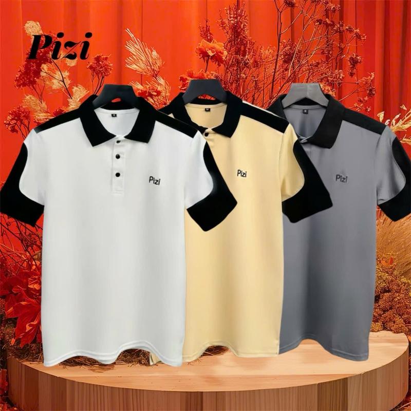 SIÊU ƯU ĐÃI Combo 2-3 Áo thun nam Polo 38 Pizi Vải Cá Sấu Cổ bẻ tay ngắn Chất polyeste Trẻ Trung Sang Trọng 5 màu 6 size Menswear Cotton Kem thông thường hàn quốc set3 ao Shirt Tre