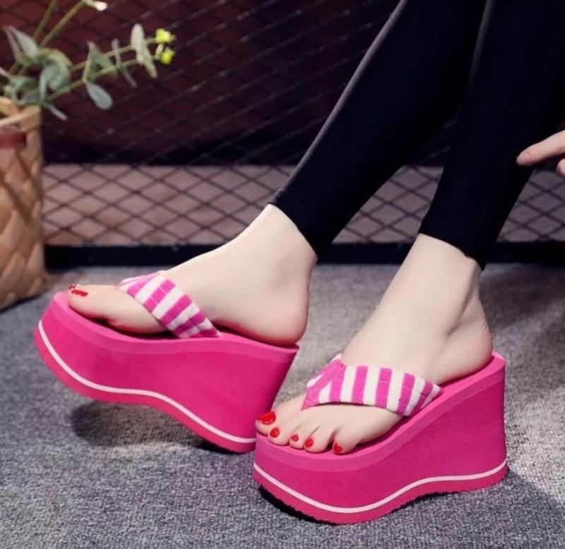 Dép kẹp xốp lượn sóng 5F, 7F, 9F mũi tròn dép kẹp đế cao dép nữ DéP Shoes