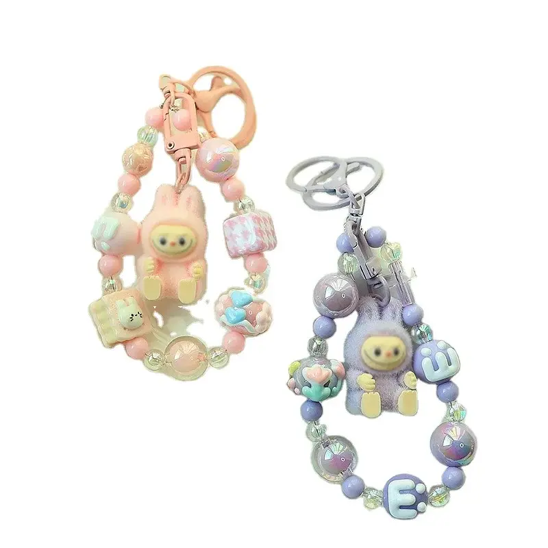 Kawaii Cartoon Labubu Bag Charms Phone Keychain Popular Pop Mart Labubu Keychain Charms For Girls Gifts