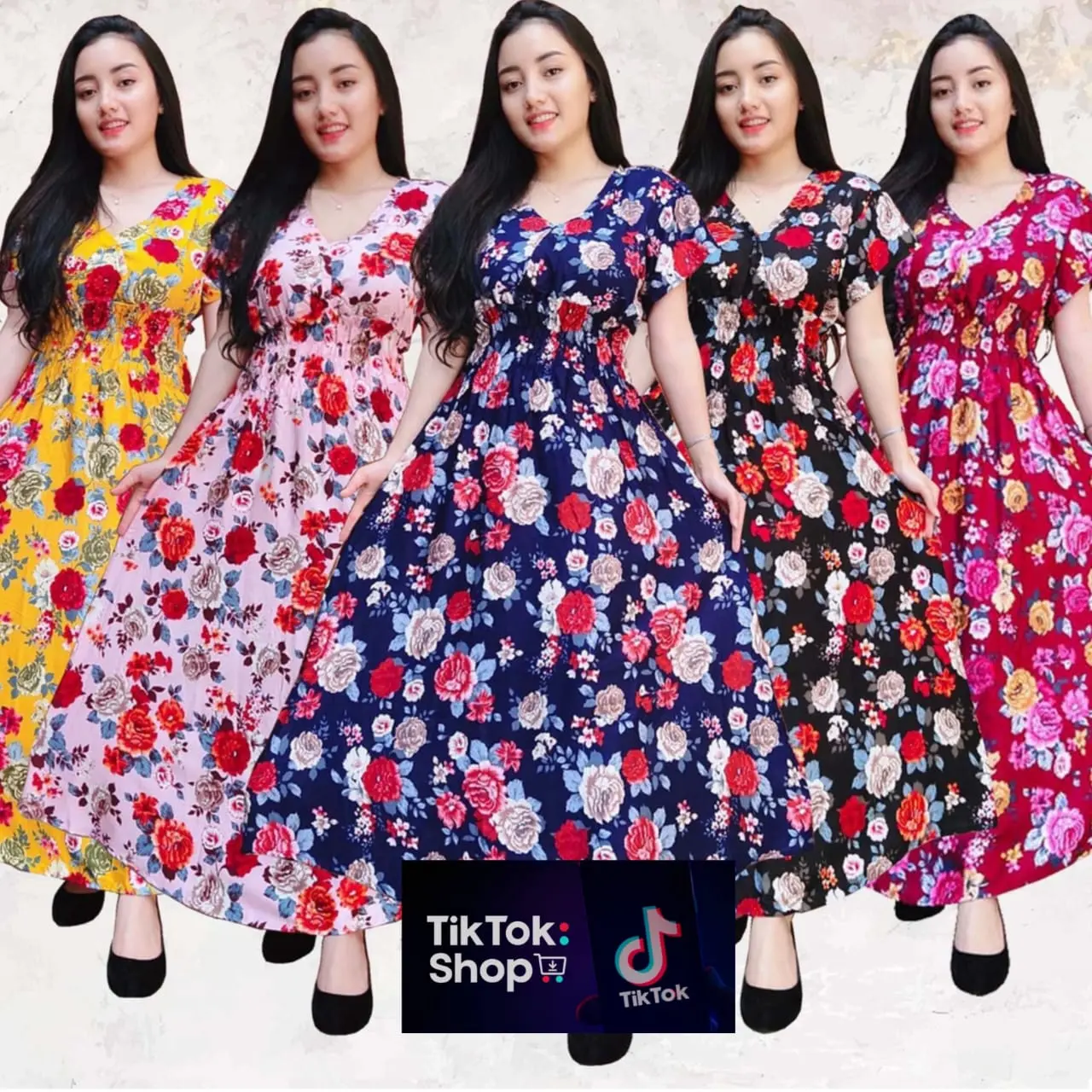DRESS MOZA PRINT RAYON SUPER DASTER BALI LONGDRESS BUSUI V-NECK