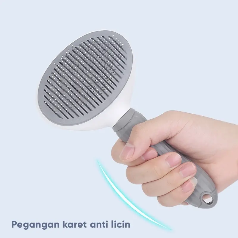 FOLOPETS Sisir Kucing One Touch + Sikat Bulu - Tekan Tombol Lepas Bulu Otomatis Sisir Anti Kusut Sisir Grooming Profesional 2