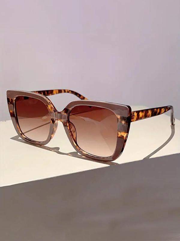 Vintage Simple Tinted Lens Sunglasses for Women, Large Square Frame Black Sunglasses, Fashion Sunshade Sunglasses, Travel Accessories for Trip & Driving Use 7