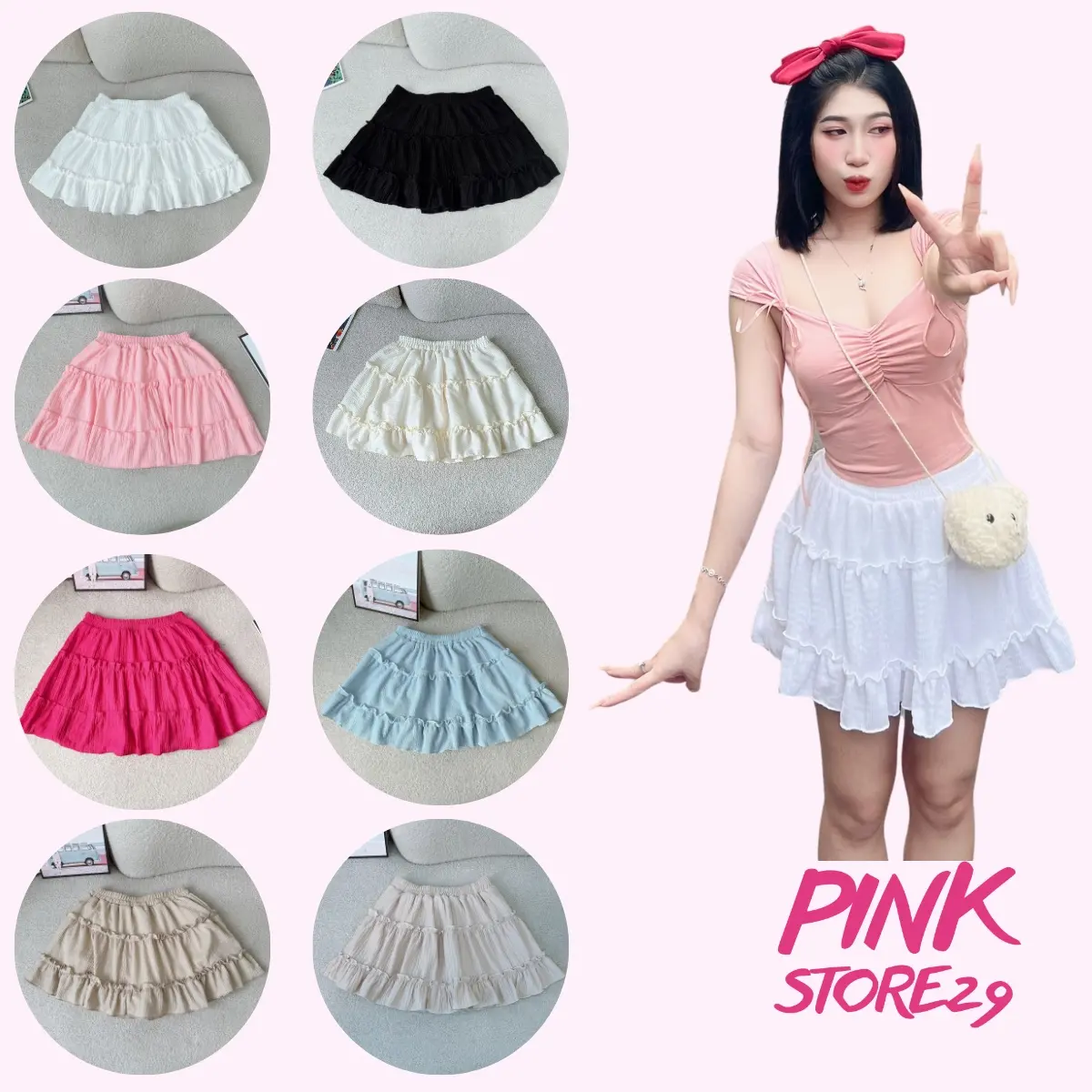 Chân Váy Nữ Kiểu Bèo 2 Tầng PINKSTORE29 Dáng Xòe Phong Cách Dễ Thương Xinh Xắn C075 Women Lịch