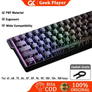 132 Keycaps PBT Backlit DoubleShot Topographic Side Print Translucent Cherry Profile For Mechanical Keyboard