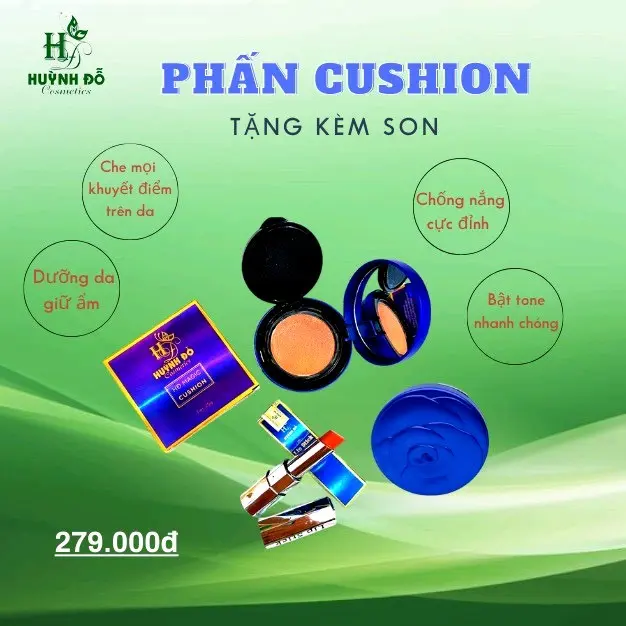 tặng kèm quà kẹp tóc hoặc bao lì phấn nước CUSHION HUỲNH ĐỖ Độ phủ cao kháng nước tặng kèm son môi màu ngẫu nhiên