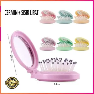 (OP) CERMIN SISIR RAMBUT LIPAT 2 IN 1 / KACA CERMIN BULAT PORTABLE TRAVELING