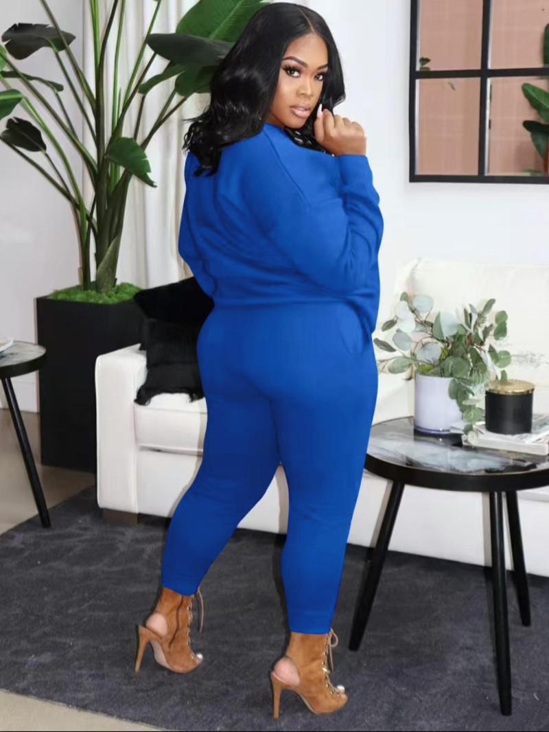 Product Introduction of 【Plus Size】 Solid Sweatshirt & Pants Set, Casual Long Sleeve Pullover & Jogger Pants, Women's Spring & Fall Clothes for Daily Wear 7
