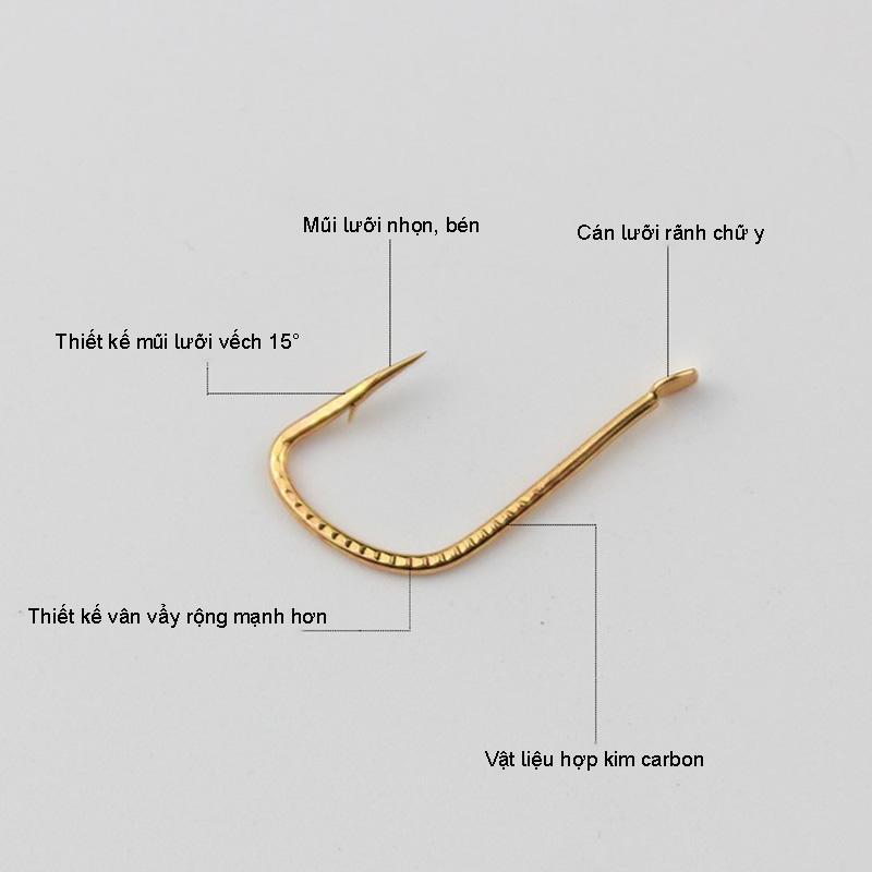 Combo 50 Lưỡi Câu Cá Nanh Sói Vẩy Rồng Thép Carbon LC-5 Bắt Cá Đi Câu Fishing