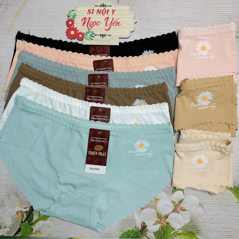 Combo 10 Quần Lót Nữ (5310-5311) Chất Thun Lạnh Gân Tăm In Hoa Cúc (Size 40-60 Kg) Nhung Women