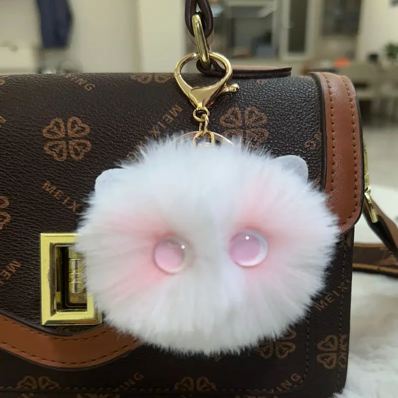 Blush Cat Keychain Cute Plushll Handmade Backpack Pendant Bag Exquisite Figurine Decoration