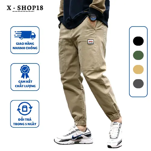 Quần Jogger Kaki Nam 6 Túi co dãn 2 chiều năng động thấm hút mồ hôi thoáng khí Có khoá Đồng