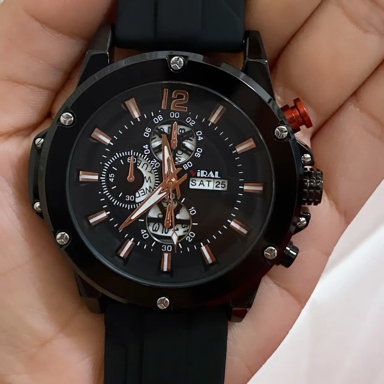 Jam Tangan Cowok HI Best Full Black Rubber