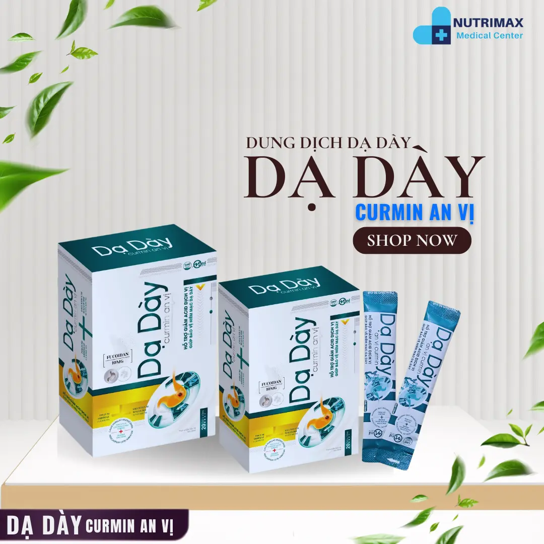 Dạ Dày An Vị Curmin - Giảm acid dịch vị, bảo vệ niêm mạc dạ dày - Hộp 20 gói * 10ml nước nano bạc