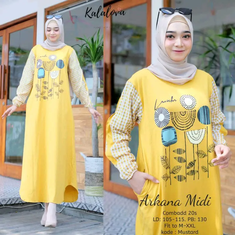 New Product Lengan Panjang Kotak-Kotak Midi Kekinian.Bahan Combad 20 s by kalalova solo 0