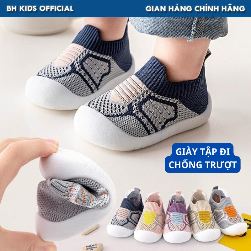 Giày bún tập đi cho bé từ 6-24 tháng, họa tiết nhiều màu, đế chống trơn trượt, co giãn, thoáng khí - ch173