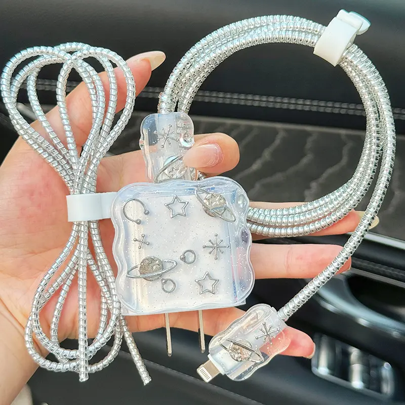 Rose charger cable protection cover for iPhone15 20w charger iPhone16Pro mobile phone iPad fast charge data cable bite device protection cover Cellphone Smartphone Charging Electronic