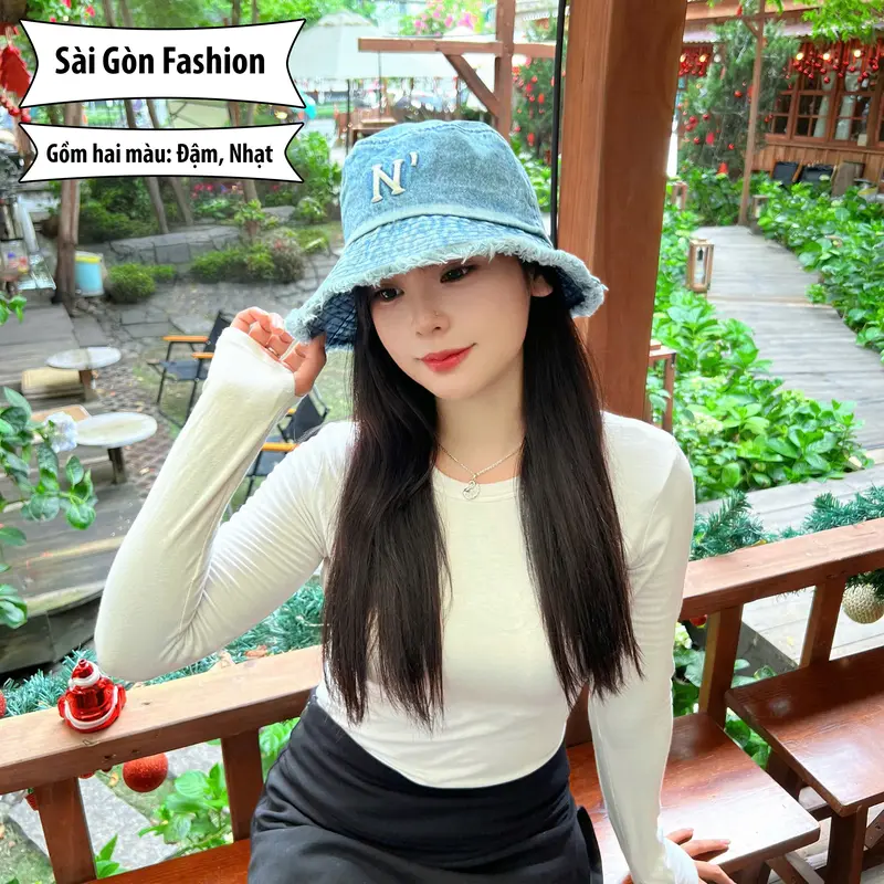Mũ Bucket Tua Rua Chữ Cái từ A-Y chất Cotton form Unisex Nam Nữ 4