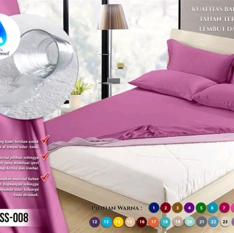 Sprei Waterproof 180x200 CM Anti Air Tersedia Untuk Tinggi Kasur 20,30 Dan 40 CM Kualitas Premium 4