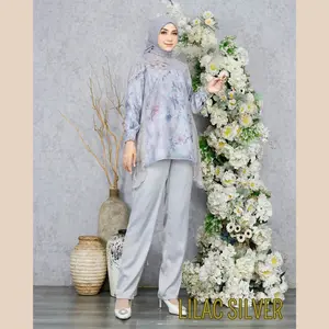 SETELAN AZRINA BAHAN OUTER TANCEL JAQUARD + CHANTILI + BAHAN INNER DAN CELANA BAMBO SILK PREMIUM