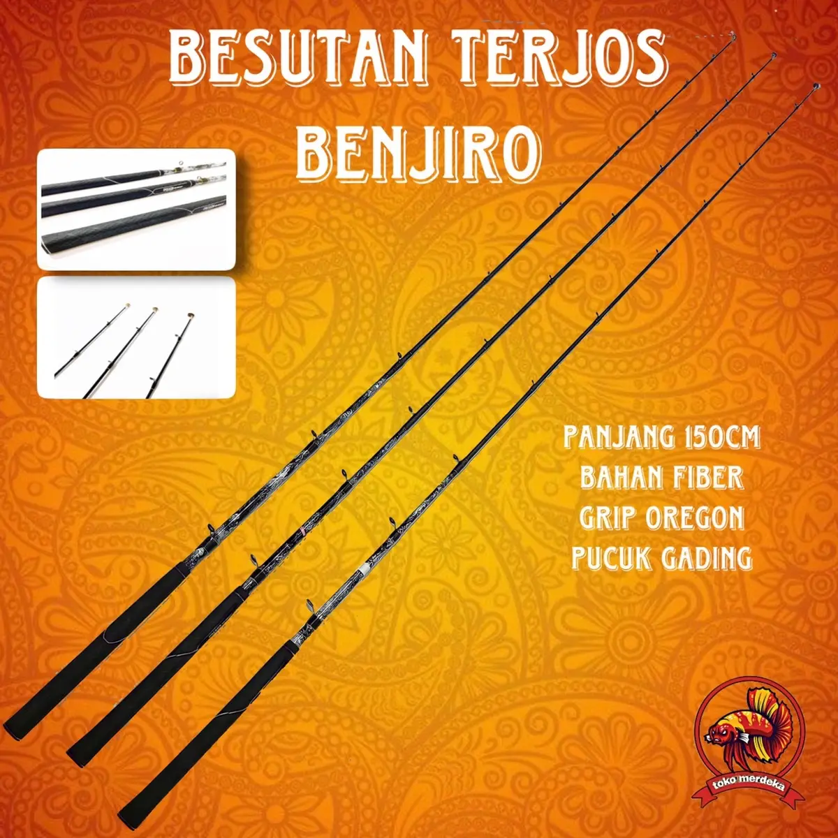 Joran pancing besutan kilat terlaris bahan fiber Eco kuat 20kg