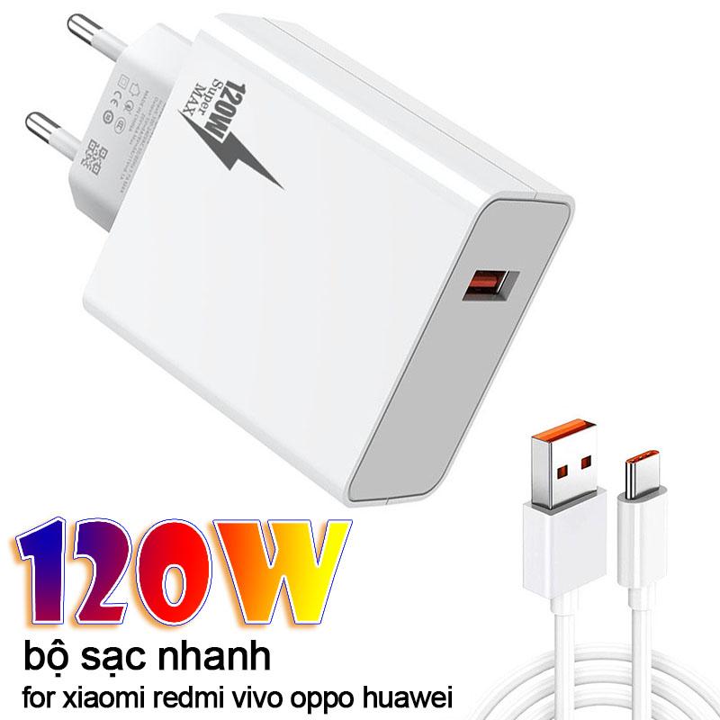  Bộ sạc nhanh USB Type C 120W loại Chân cắm dẹt Chân cắm tròn US EU cho xiaomi redmi vivo oppo super max - Bảo Hành 12 Tháng Phụ Kiện,Sạc Điện Thoại Bộ Sạc Nhanh Phụ Kiện 