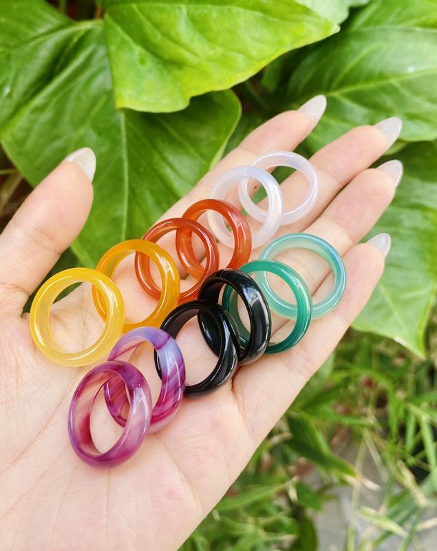 Nhẫn Đá Bán Quý Mã Não, Nhiều Màu, Nhiều Kích Cỡ