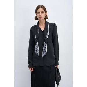 Vintage V-Neck Scarf Shirt for Effortless Elegance