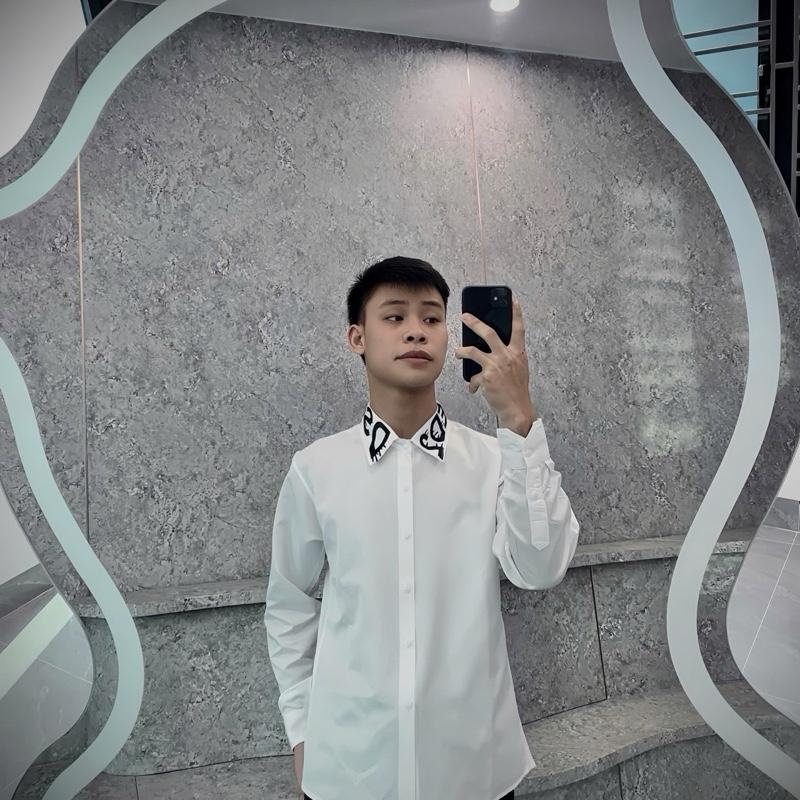 Áo sơ mi trắng cổ D D thêu nét căng siêu hót trend 3