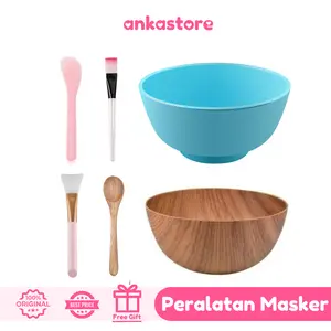 Peralatan Masker Wajah Mangkuk Kayu Plastik Kuas Silikon